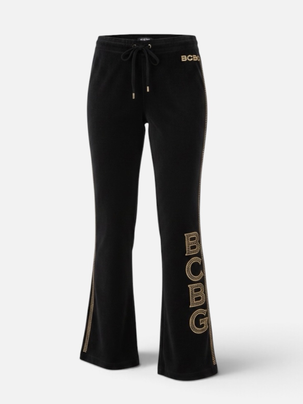 Vintage 90’s BCBG Maxazria VELVET Black Rhinestone Straight Leg Pants XL…